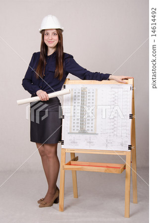 Woman builder in helmet worth drawing 14614492