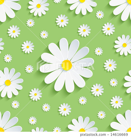 Spring green seamless pattern with white chamomile Spring green seamless pattern with white chamomile 14616669