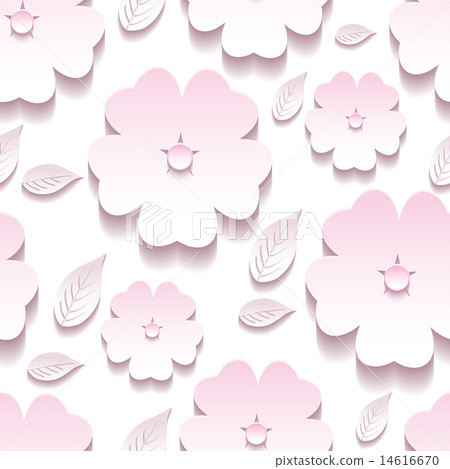Stylish floral seamless pattern, 3d sakura blossom Stylish floral seamless pattern, 3d sakura blossom 14616670