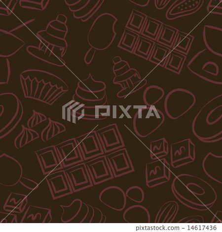 sweet chocolate doodle icons seamless pattern  14617436