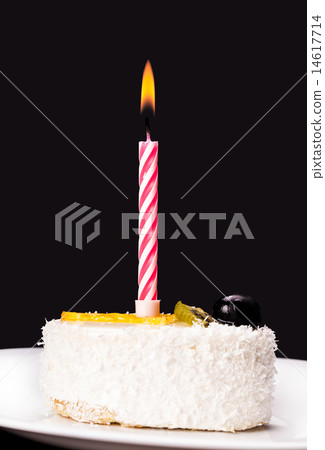 piece of cake with a candle piece of cake with a candle 14617714