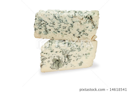 piece of blue cheese on white background 14618541