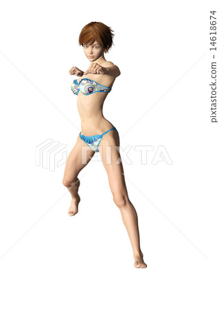 Fighting pose Tempered and tightened body swimsuit woman Fighting pose Tempered and tightened body swimsuit woman 14618674