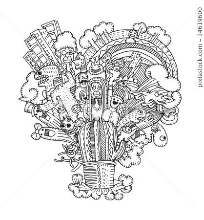 Crazy doodle Social,doodle drawing style 14619600