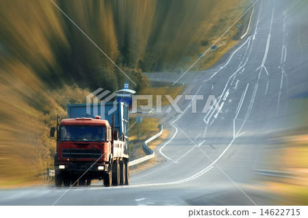 truck on highway speed, blur 14622715
