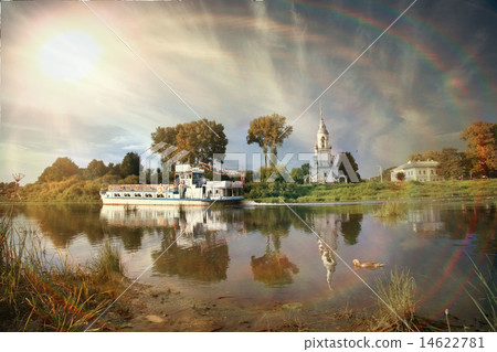 church on the bank of the river church on the bank of the river 14622781