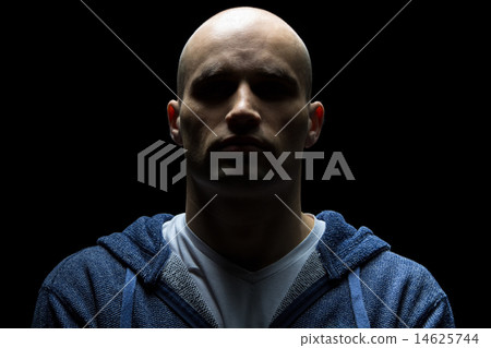 Photo of young hairless man in shadow Photo of young hairless man in shadow 14625744