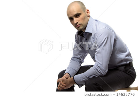 Image of sitting hairless business man Image of sitting hairless business man 14625776