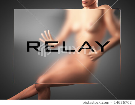 relay word on glass and woman 14626762
