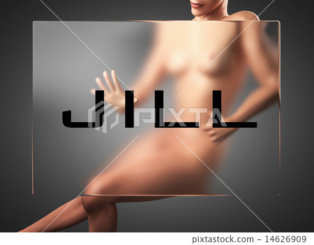 jill word on glass and woman 14626909