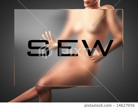 sew word on glass and woman sew word on glass and woman 14627056