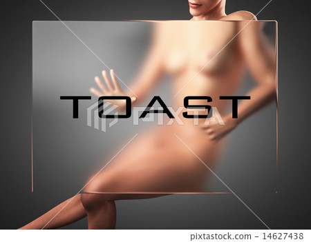 toast word on glass and woman toast word on glass and woman 14627438
