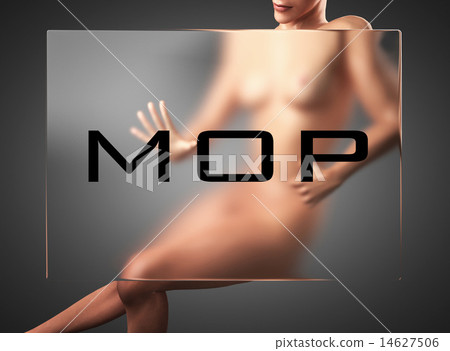 mop word on glass and woman mop word on glass and woman 14627506