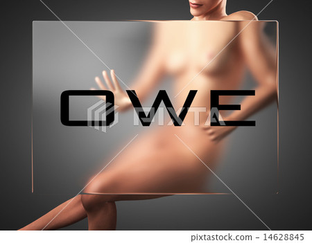 owe word on glass and woman owe word on glass and woman 14628845