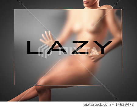 lazy word on glass and woman lazy word on glass and woman 14629478