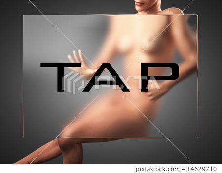 tap word on glass and woman 14629710