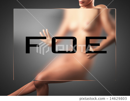 foe word on glass and woman 14629803