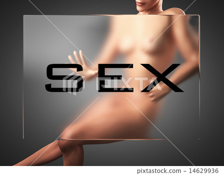 sex word on glass and woman 14629936