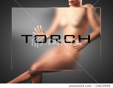 torch word on glass and woman torch word on glass and woman 14629998