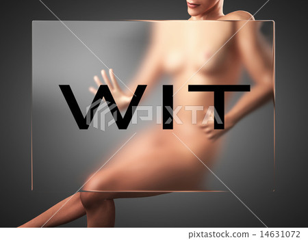 wit word on glass and woman 14631072