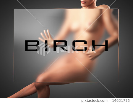 birch word on glass and woman 14631755