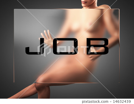 job word on glass and woman job word on glass and woman 14632439