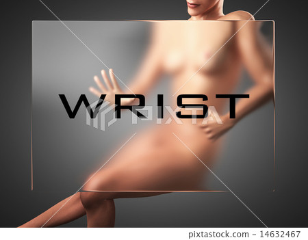 wrist word on glass and woman wrist word on glass and woman 14632467
