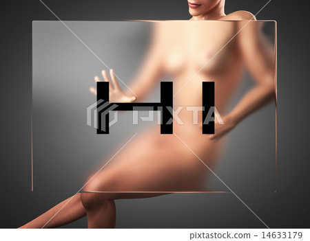 hi word on glass and woman hi word on glass and woman 14633179