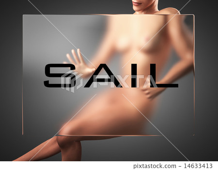 sail word on glass and woman 14633413