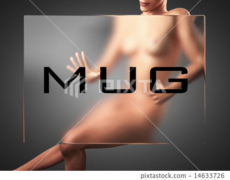 mug word on glass and woman 14633726