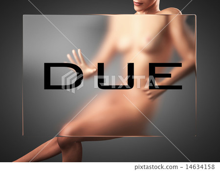 due word on glass and woman 14634158