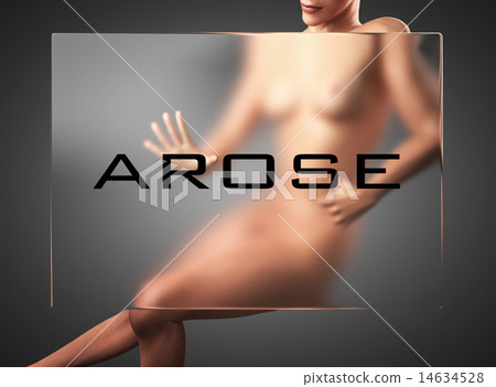 arose word on glass and woman 14634528