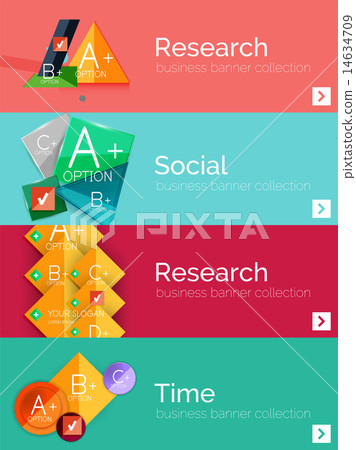 Set of infographic flat design banners with geometric diagram  14634709