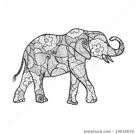 vector elephant silhouette with abstract pattern 14638650