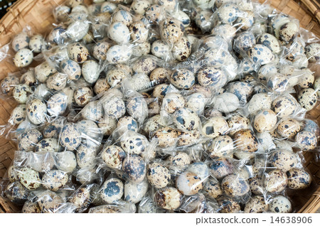 Quail eggs packed for sale at asian market 14638906