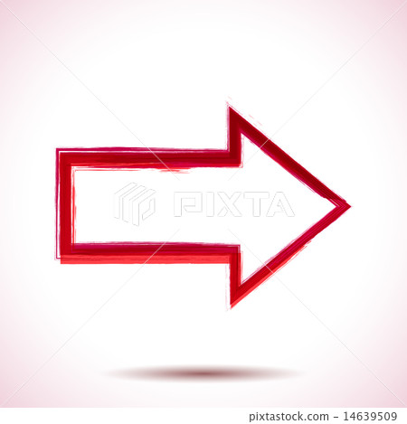 Red watercolor brush painted ink arrow 14639509