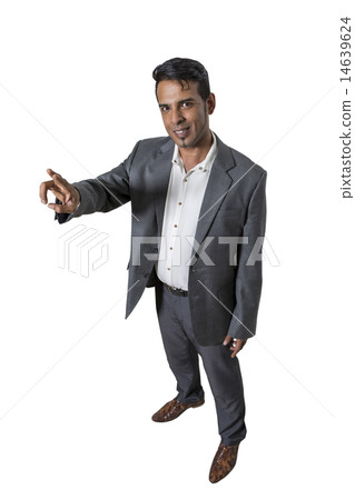 Businessman pushing on a touch screen interface Businessman pushing on a touch screen interface 14639624