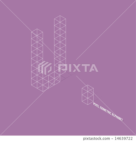 Wireframe Pixel Isometric Alphabet Letter U Wireframe Pixel Isometric Alphabet Letter U 14639722