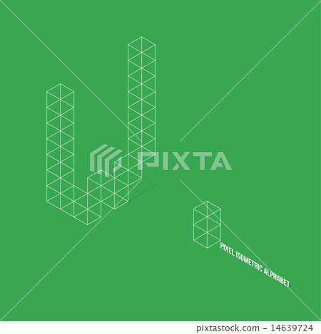 Wireframe Pixel Isometric Alphabet Letter W 14639724