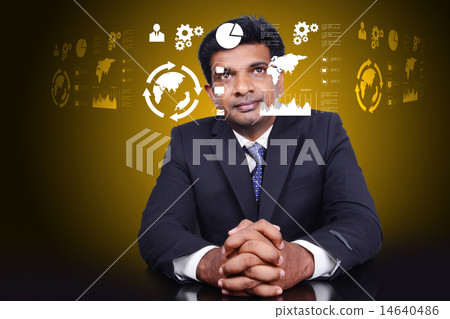 businessman looking to business icon 14640486