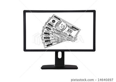 monitor with dollars monitor with dollars 14640897