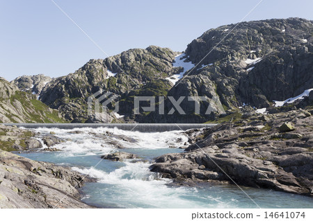 Lake and waterfall near Svelgabreen (Norway) 14641074