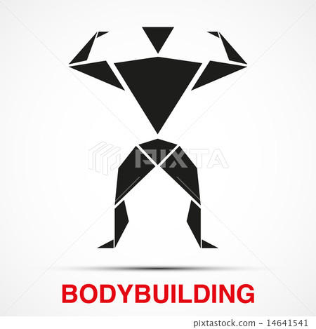 Workout logo with bodybuilder triangle man. Vector Illustration 14641541