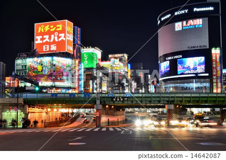 Night in Kabukicho seen from Shinjuku West Exit and Great Guard 14642087