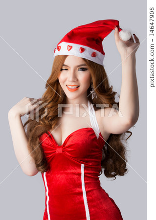 Beautiful asia woman model in Santa Claus clothes Beautiful asia woman model in Santa Claus clothes 14647908