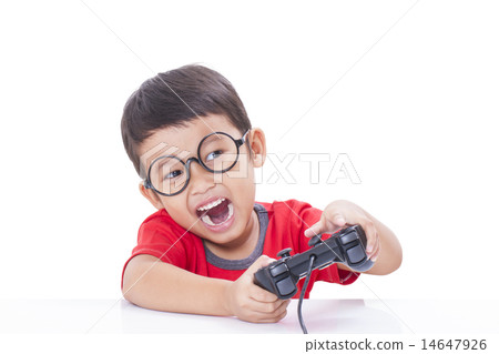 Boy playing video game Boy playing video game 14647926