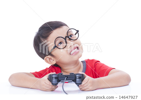 Boy playing video game Boy playing video game 14647927