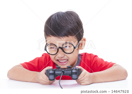 Boy playing video game Boy playing video game 14647928