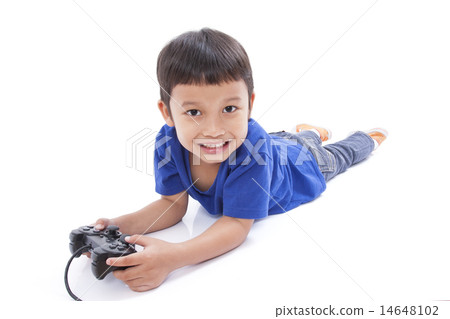 Boy playing video game Boy playing video game 14648102