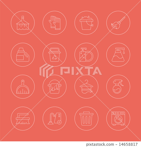cleaning line icon set 14658817